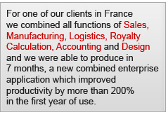Sales, Manufacturing, Logistics, Royalty Calculation, Accounting and Design 